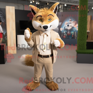 Mascot character of a Tan...