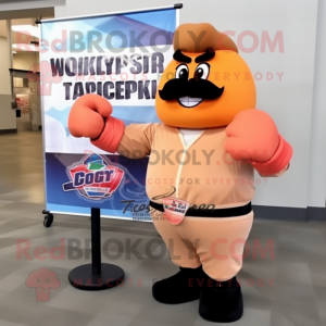 Peach Boxing Glove mascot costume character dressed with a Bomber Jacket and Pocket squares