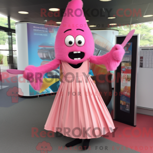 Mascottefiguur van een roze...