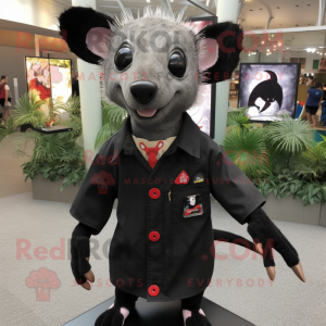 Black Aye-Aye mascot costume character dressed with a Button-Up Shirt and Cufflinks