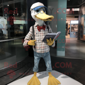 nan Gosling mascot costume character dressed with a Skinny Jeans and Pocket squares