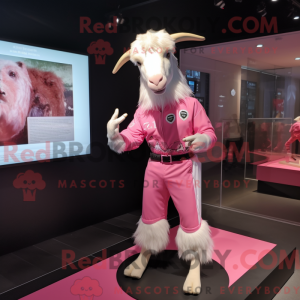Maskotkarakter av en rosa...