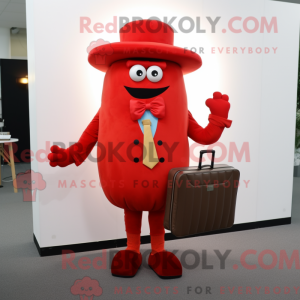 Mascottefiguur van een rode...