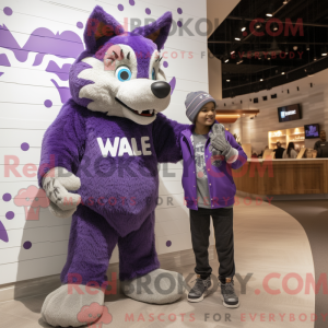 Maskot karakter af en lilla...