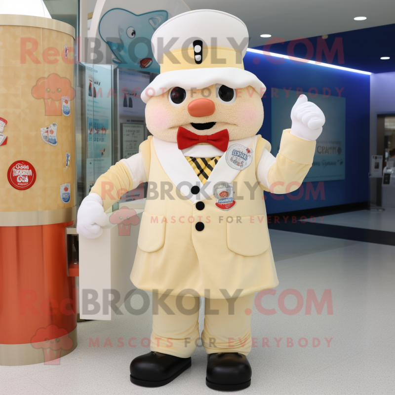 Cream Ice Cream mascot costume character dressed with a Trousers and Rings Cream Ice Cream mascot costume character dressed with a Trousers and Rings