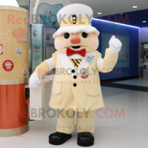 Cream Ice Cream mascot costume character dressed with a Trousers and Rings