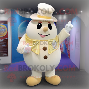 Cream Ice Cream mascot costume character dressed with a Trousers and Rings