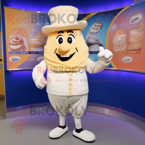 Cream Ice Cream mascot costume character dressed with a Trousers and Rings