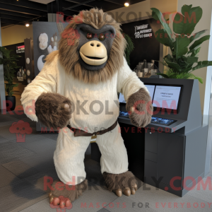 Maskotkarakter af en beige...