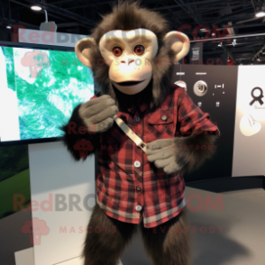 Black Capuchin Monkey mascot costume character dressed with a Flannel Shirt and Digital watches