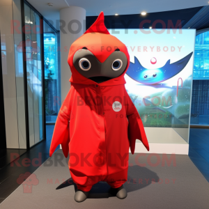 Röd Stingray maskot kostym...