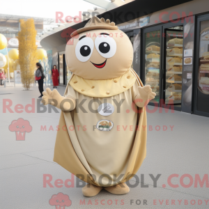 Maskotkarakter af en beige...