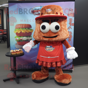 Rust Pulled Pork Sandwich mascot costume character dressed with a Trousers and Keychains