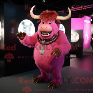 Maskotkarakter av en rosa...
