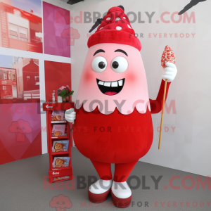 Mascottefiguur van een rood...