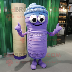 Lavender Bracelet mascot costume character dressed with a T-Shirt and Wraps