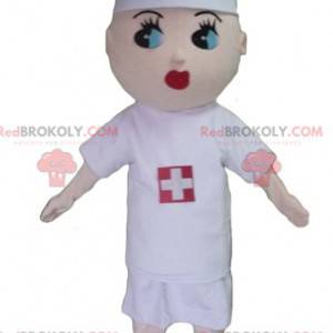 Mascotte d'infirmière avec une blouse blanche - Redbrokoly.com