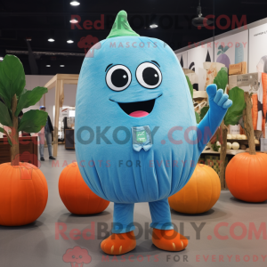 Característica de uma máscara de melão azul com um macacão e uma jaqueta - Mascotes de melão - REBROKO_379253 - RedBrokoly.com