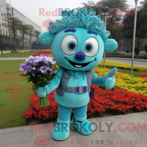Mascot character of a Cyan...