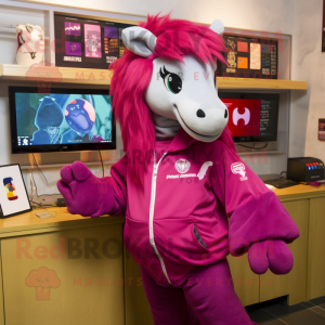 Magenta Mare maskot kostume...