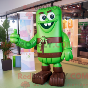 Maskot karakter af en grøn...