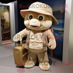 Maskotkarakter av en beige...