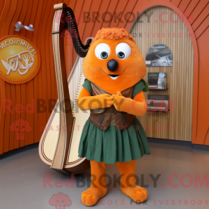 Maskotfigur af en orange...
