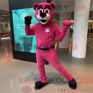Maskotkarakter av en rosa...