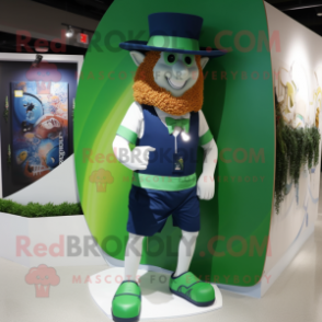 Navy Leprechaun Hat mascot costume character dressed with a Board Shorts and Earrings