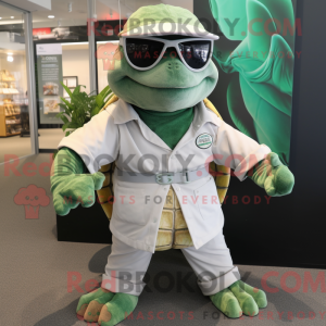 Maskot-karakter av en grønn...