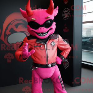 Maskotkarakter af en Pink...