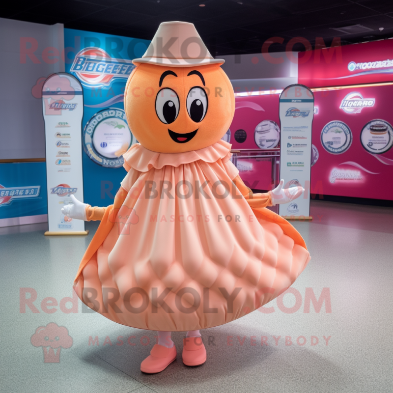 Peach Ice mascot costume character dressed with a Pleated Skirt and Caps Peach Ice mascot costume character dressed with a Pleated Skirt and Caps