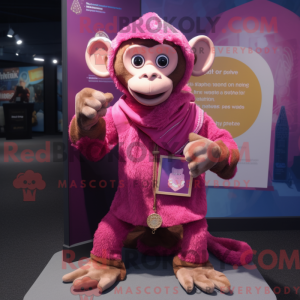 Maskotkarakter av en rosa...