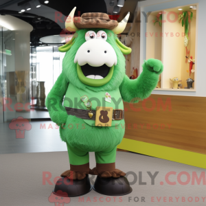 Maskot karakter af en grøn...