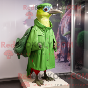 Maskot karakter af en grøn...