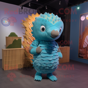 Cyan Pangolin mascotte...