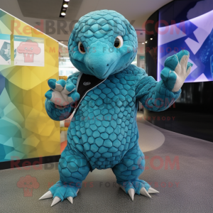 Cyan Pangolin mascotte...