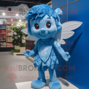 Blue Cupid mascot costume character dressed with a Playsuit and Backpacks