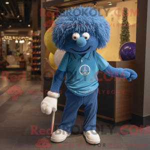 Mascot karakter van blauwe...