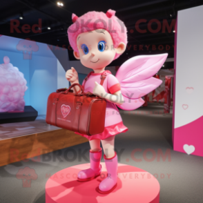 Pink Cupid mascot costume character dressed with a Rash Guard and Handbags