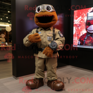 Mascot character of a Brown...