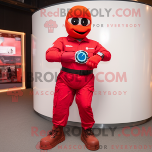 Maskot postava červeného...