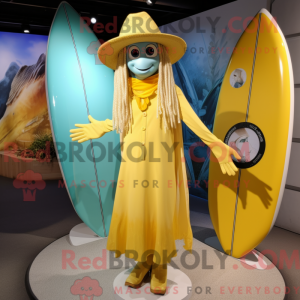 Mascottefiguur van een gele...