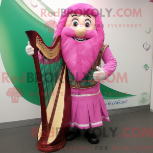Maskotkarakter av en rosa...