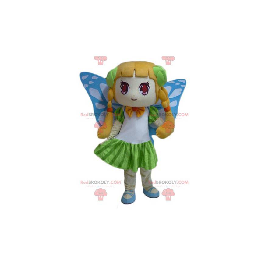 Mascote de linda garota com asas de borboleta - Redbrokoly.com