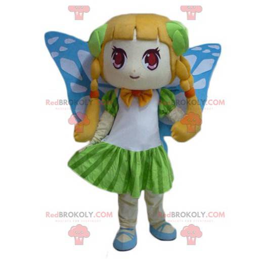 Cute girl mascot with butterfly wings - Redbrokoly.com