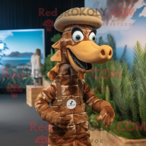 Mascot character of a Brown...