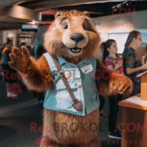Característica de uma máscara de bebida com um castelo e castelo de Henley - Castores mascotes - REBROKO_381010 - RedBrokoly.com
