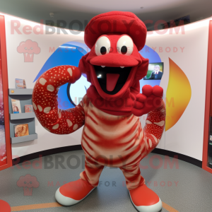 Red Snake mascot costume character dressed with a Sweater and Hats