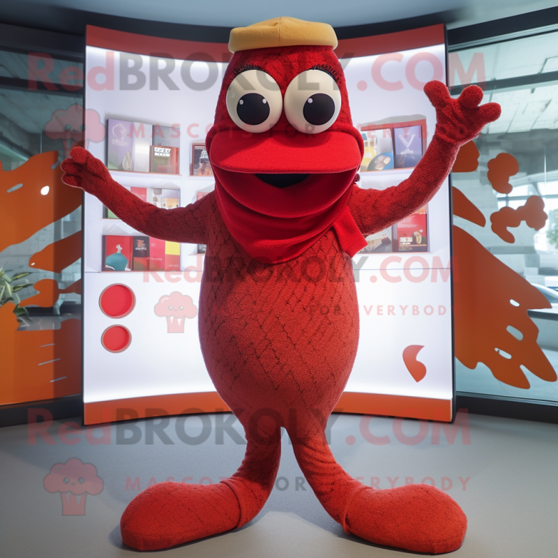 Red Snake mascot costume character dressed with a Sweater and Hats Red Snake mascot costume character dressed with a Sweater and Hats